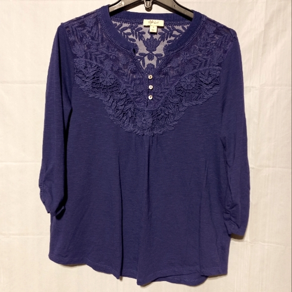 Style & Co EUC Purple Lacy Long Sleeve Soft Top, Women's Size Medium - Picture 1 of 8